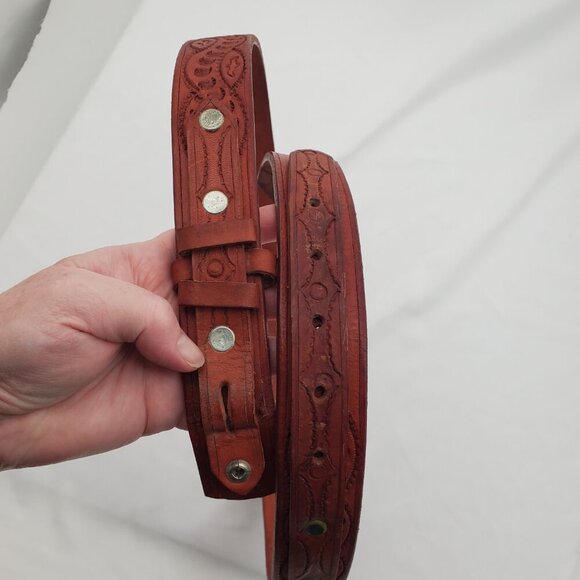 Vintage 1950's Tooled Leather Belt with "MACK" Engraving - size 38 - Picture 2 of 7